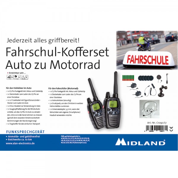 Midland Fahrschulkoffer G7 Pro "Auto zu Motorrad"