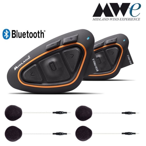Midland BTX1 Pro S Bluetooth Kommunikation, Doppelset für Motorradhelme, UKW Radio, 4er Konferenz